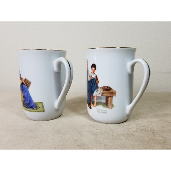 Norman Rockwell Coffee Mug Teacup 10oz Bedtime 4 1/4" The Lighthouse 1982 x2 - Picture 4 of 13